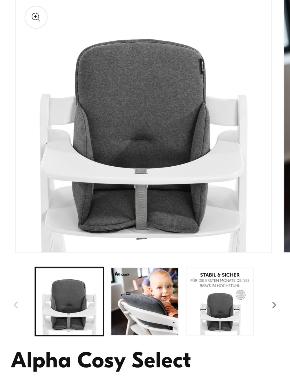 Alpha Cosy Select Highchair Cushion - Gray